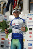 Vincenzo Nibali of Liquigas celebrating his blue jersey after fifth and last stage of Tour de Slovenie 2007. Fifth stage in lenght of 162km lead cyclists from Grosuplje, Slovenia to Novo Mesto, Slovenia, where this years Tour de Slovenie crossed its final finish line.
