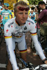 Current German National champion, Fabian Wegmann of Gerolsteiner before start of first stage of Tour de France 2007. Grand depart in London, as start of Tour de France 2007 was called, was held on 7th and 8th of July 2007 in London, Great Britain. First stage in lenght of 203.5km was held on 8th of July 2007, and was leading riders from London, Great Britain to Canterbury, Great Britain.
