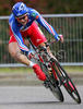 Tony Gallopin of France riding in Men U23 Time trial race of UCI Road Cycling World Championships. Men U23 Time trial race was held on 26th of September 2007 in Stuttgart, Germany.
