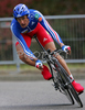 Third placed Jerome Coppel of France riding in Men U23 Time trial race of UCI Road Cycling World Championships. Men U23 Time trial race was held on 26th of September 2007 in Stuttgart, Germany.
