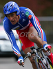 Third placed Jerome Coppel of France riding in Men U23 Time trial race of UCI Road Cycling World Championships. Men U23 Time trial race was held on 26th of September 2007 in Stuttgart, Germany.
