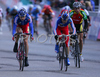 Jeannie Longo-Ciprelli of France (R) and Edwige Pitel of France (L) coming to finish of Women Elite road races of UCI Road Cycling World Championships. Women Elite road race World Championships was held on 29th of September 2007 in Stuttgart, Germany.
