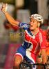 Jonathan Bellis of Great Britain celebrating his third place in Men U23 road races of UCI Road Cycling World Championships. Men U23 road race World Championships was held on 29th of September 2007 in Stuttgart, Germany.
