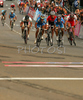 Paolo Bettini of Italy (L) outsprints second placed Alexandr Kolobnev of Russia (M) and third placed Stefan Schumacher of Germany (R) in Men Elite road race of UCI Road Cycling World Championships. Men Elite road race World Championships was held on 30th of September 2007 in Stuttgart, Germany.
