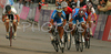 Paolo Bettini of Italy (L) outsprints second placed Alexandr Kolobnev of Russia (M) and third placed Stefan Schumacher of Germany (R) in Men Elite road race of UCI Road Cycling World Championships. Men Elite road race World Championships was held on 30th of September 2007 in Stuttgart, Germany.
