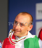 Winner Paolo Bettini of Italy celebrating his gold medal and World Champion title won in Men Elite road race of UCI Road Cycling World Championships. Men Elite road race World Championships was held on 30th of September 2007 in Stuttgart, Germany.
