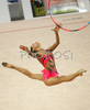 Aliya Yussupova of Kazakhstan performing during her exercise with hoop in Rhythmic gymnastics World Cup 2007. 9th Slovene Challenge Tournament in Rhythmic gymnastics and World Cup in Rhythmic gymnastics was held in Ljubljana, Slovenia on 26th of August 2007.
