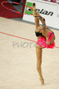 Aliya Yussupova of Kazakhstan performing during her exercise with hoop in Rhythmic gymnastics World Cup 2007. 9th Slovene Challenge Tournament in Rhythmic gymnastics and World Cup in Rhythmic gymnastics was held in Ljubljana, Slovenia on 26th of August 2007.
