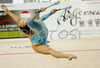 Simona Peycheva of Bulgaria performing during her exercise with clubs in Rhythmic gymnastics World Cup 2007. 9th Slovene Challenge Tournament in Rhythmic gymnastics and World Cup in Rhythmic gymnastics was held in Ljubljana, Slovenia on 26th of August 2007.
