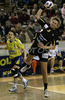 Nataliya Derepasko (no.5) of Krim Mercator shooting on goal during Women Handball Championships League match between Krim Mercator and Cem. la Union-Ribarroja. Krim Mercator, Ljubljana, Slovenia was hosting match of 6th round of Women Handball Championships League against Cem. la Union-Ribarroja, Alaquas, Spain, in Tivoli Arena on 24th of February 2007. Match was won by Krim Mercator with result 34:28.
