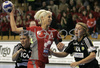Gabriella Kindl (no.77) of Krim shooting during match of 5th round of European Champions handball league. Match between RK Krim, Ljubljana, Slovenia, and IK Savehof, Partille, Sweden was played on 5th of January 2008 in Tivoli Arena in Ljubljana, Slovenia. Match was with draw 24:24.
