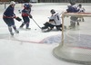 Goalie of German team Thomas Greiss defending his goal during ice hockey match between Slovenia and Germany on Ice Hockey World Championship Division I, Group A. Germany won with 2-0, and Germany also won tournament and is automaticaly qualified for Elite Division. 
