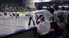Players of Great Britain watching game from bench during match of IIHF Division 1 World championships between Slovenia and Great Britain. Match was won by Slovenia who defeated Great Britain with 4:0. Match was played in Tivoli Arena in Ljubljana, Slovenia on 18th of April 2007.
