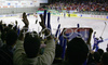 Slovene supporters during match of IIHF Division 1 World championships between Slovenia and Lithuania. Match was won by Slovenia who defeated Lithuania with 4:2. Match was played in Tivoli Arena in Ljubljana, Slovenia on 21. of April 2007.
