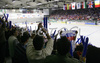 Slovene supporters during match of IIHF Division 1 World championships between Slovenia and Lithuania. Match was won by Slovenia who defeated Lithuania with 4:2. Match was played in Tivoli Arena in Ljubljana, Slovenia on 21. of April 2007.
