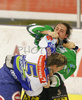 Brendan Yarema (no.10) of ZM Olimpija (R) and Thomas Raffl (no.5) of EC VSV (L) fighting during match of 26th round of EBEL League between ZM Olimpija, Ljubljana, Slovenia and EC VSV, Villach, Austria. Match was won by EC VSV who defeated ZM Olimpija with 1:3. Match was played in Tivoli Arena in Ljubljana, Slovenia on 30th of November 2007.
