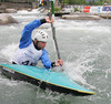 Andrej Glucks of Croatia paddling during first run of second International kayak and canoe slalom race Tacen 2006 in Tacen, Slovenia. Races of International kayak and canoe slalom Tacen 2006 also counted as third and fourth qualification race for Slovene whitewater kayak and canoe World cup team.
