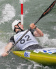 Peter Kauzer of Slovenia (Steklarna Hrastnik) paddling during first run of second International kayak and canoe slalom race Tacen 2006 in Tacen, Slovenia. Races of International kayak and canoe slalom Tacen 2006 also counted as third and fourth qualification race for Slovene whitewater kayak and canoe World cup team.
