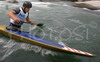 Marko Miksa of Croatia paddling during first run of second International kayak and canoe slalom race Tacen 2006 in Tacen, Slovenia. Races of International kayak and canoe slalom Tacen 2006 also counted as third and fourth qualification race for Slovene whitewater kayak and canoe World cup team.
