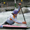 Jost Zakrajsek of Slovenia (Tacen KD Slovenica) paddling during first run of second International kayak and canoe slalom race Tacen 2006 in Tacen, Slovenia. Races of International kayak and canoe slalom Tacen 2006 also counted as third and fourth qualification race for Slovene whitewater kayak and canoe World cup team.
