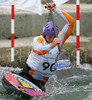 Jost Zakrajsek of Slovenia (Tacen KD Slovenica) paddling during first run of second International kayak and canoe slalom race Tacen 2006 in Tacen, Slovenia. Races of International kayak and canoe slalom Tacen 2006 also counted as third and fourth qualification race for Slovene whitewater kayak and canoe World cup team.
