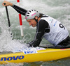 Dejan Stevanovic of Slovenia (Soske elektrarne) paddling during first run of second International kayak and canoe slalom race Tacen 2006 in Tacen, Slovenia. Races of International kayak and canoe slalom Tacen 2006 also counted as third and fourth qualification race for Slovene whitewater kayak and canoe World cup team.
