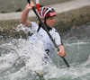Nina Mozetic of Slovenia (Soske elektrarne) paddling during first run of second International kayak and canoe slalom race Tacen 2006 in Tacen, Slovenia. Races of International kayak and canoe slalom Tacen 2006 also counted as third and fourth qualification race for Slovene whitewater kayak and canoe World cup team.
