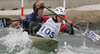 Blaz Oven and Luka Slapsak of Slovenia (Ljubljana) paddling during first run of second International kayak and canoe slalom race Tacen 2006 in Tacen, Slovenia. Races of International kayak and canoe slalom Tacen 2006 also counted as third and fourth qualification race for Slovene whitewater kayak and canoe World cup team.
