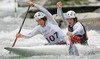 Anze Janezic and Jure Janezic of Slovenia (Tacen KD Slovenica) paddling during first run of second International kayak and canoe slalom race Tacen 2006 in Tacen, Slovenia. Races of International kayak and canoe slalom Tacen 2006 also counted as third and fourth qualification race for Slovene whitewater kayak and canoe World cup team.
