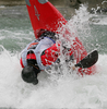 Jure Sosteric of Slovenia competing during first International kayak rodeo race Slofreestyle 2006 which was held in Tacen, Slovenia on 3. June 2006.
