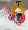 Jonas Savsek of Slovenia competing during first International kayak rodeo race Slofreestyle 2006 which was held in Tacen, Slovenia on 3. June 2006.
