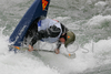 Luka Stricelj of Slovenia competing during first International kayak rodeo race Slofreestyle 2006 which was held in Tacen, Slovenia on 3. June 2006.
