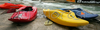 Kayaks waiting for competitiors before start of final run during first International kayak rodeo race Slofreestyle 2006 which was held in Tacen, Slovenia on 3. June 2006.
