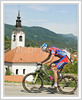 MTB cyclist during cross country MTB race in Kamnik. Cyclists of Elite and Under 23 category had to finish 7 exhausting laps with lot of uphills and hard downhills  in real summer heat of 27 degres of Celsius.
