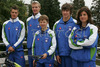 Slovene MTB National team members Luka Mezgec (L), Luka Kodra (2nd from L), Tanja Zakelj (M), Nejc Rutar (2nd from R) and Nina Homovec (R) at press conference of Slovenian MTB cycling team before MTB World championships in Rotorua, New Zealand. MTB World championships will be held in Rotorua, New Zealand between 22th and 27th of August 2006. <br> 
