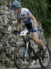 Anze Bizjak of A2U-Pagatti (Elite) competing during 6th race of Slovene cup in cross country MTB race which was held in Kamnik, Slovenia. Due to week long rain track was wet and full of mud which made racing even more demanding. Women elite, women under 23, men juniors and men masters categories had to finish 5 laps long race, while men elite and men under23 had race long 7 laps.
