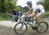 Anze Bizjak of A2U-Pagatti (Elite) competing during 6th race of Slovene cup in cross country MTB race which was held in Kamnik, Slovenia. Due to week long rain track was wet and full of mud which made racing even more demanding. Women elite, women under 23, men juniors and men masters categories had to finish 5 laps long race, while men elite and men under23 had race long 7 laps.
