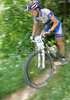 Nina Homovec of MBK Hidria riding during Slovene Women, Junior and Amaters National Championships in Cross country mountain biking. XC MTB National Championship was held in period of extreme heat where temperatures reached up to +35c, in Kamnik, Slovenia on 22nd of July 2007.
