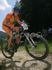 Jernej Muzga of KD Calcit Kamnik Cult riding during Slovene Men Elite National Championships in Cross country mountain biking. XC MTB National Championship was held in period of extreme heat where temperatures reached up to +35c, in Kamnik, Slovenia on 22nd of July 2007.
