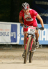 Second placed Marie-Helene Premont of Canada finishing last race of Women cross country (XCO) Nissan UCI Mountain Bike World Cup. Final race of MTB World Cup was held in Maribor, Slovenia, on 15th of September 2007.
