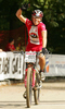 Second placed Marie-Helene Premont of Canada finishing last race of Women cross country (XCO) Nissan UCI Mountain Bike World Cup. Final race of MTB World Cup was held in Maribor, Slovenia, on 15th of September 2007.
