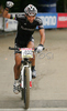 Third placed Manuel Fumic of Germany celebrating his third place in last race of Men Cross country Nissan UCI Mountain Bike World Cup. Final race of MTB World Cup was held in Maribor, Slovenia, on 15th of September 2007.
