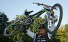 Winner Samuel Hill of Australia celebrating his victory in finish area of last race of Men Downhill Nissan UCI Mountain Bike World Cup. Final race of MTB World Cup was held in Maribor, Slovenia, on 16th of September 2007.
