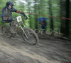 Matjaz Starina of MTB Trbovlje riding during final run of Slovene Cup race in MTB Downhill Kamnik 2006, which was held in Kamnik, Slovenia. Racing was done in extreme conditions caused by heavy rainfall on race day which turned downhill track into mud bath for riders and spectators.
