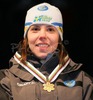 Winner Charlotte Kalla of Sweden with her well deserved medal won in 5+5km Junior Women pursuit race of FIS Nordic Junior Ski World Championships which was held in Medvode, Slovenia on 3.February 2006.
