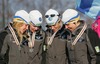 Second placed relay team of Sweden with members Emma Bergman, Anna Simberg, Anna Hansson and Charlotte Kalla are celebrating their silver medals won in 4x3.3km Junior Women relay race of FIS Nordic Junior Ski World Championships which was held in Medvode, Slovenia on 5.February 2006.

