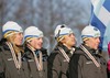 Second placed relay team of Sweden with members Emma Bergman, Anna Simberg, Anna Hansson and Charlotte Kalla are celebrating their silver medals won in 4x3.3km Junior Women relay race of FIS Nordic Junior Ski World Championships which was held in Medvode, Slovenia on 5.February 2006.

