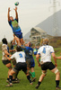 Rugby players during rugby match between Slovenia and Finland. Last match in year 2007 of Division 3 of FIRA European Championships between team of Slovenia and team of Finland was played in Ljubljana, Slovenia on 27th of October 2007. Slovenia was better opponent and won 32-3.
