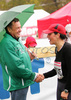 Mayor of Ljubljana, Zoran Jankovic (L) congratulating athletes in finish area of 12th Ljubljana Marathon. 12th Ljubljana Marathon was held in Ljubljana, Slovenia, on 28th of October 2007. Marathon was held in difficult cold and rainy weather, so already hard track was even harder for more then 8000 runners who were competing in this years marathon and half marathon.
