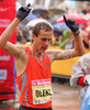 Winner Oleksandr Sitkovskiy of Ukrain celebrating his victory in finish of 12th Ljubljana Marathon. 12th Ljubljana Marathon was held in Ljubljana, Slovenia, on 28th of October 2007. Marathon was held in difficult cold and rainy weather, so already hard track was even harder for more then 8000 runners who were competing in this years marathon and half marathon.
